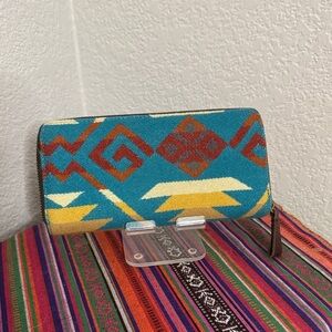 Pendleton Geometric Pattern Wallet in Teal and Mustard